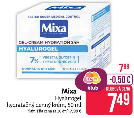 Mixa Hyalurogel hydratačný denný krém