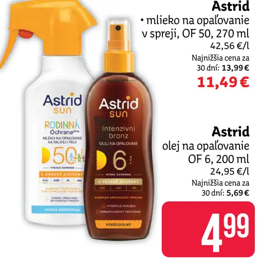 Astrid mlieko na opaľovanie v spreji OF 50