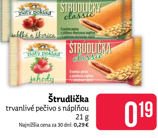 Štrudlička trvanlivé pečivo s náplňou