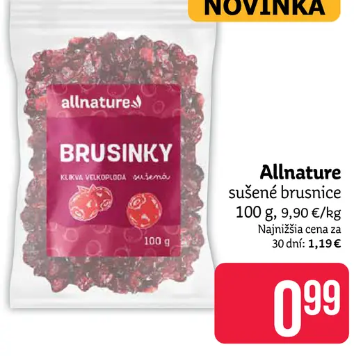 Allnature sušené brusnice