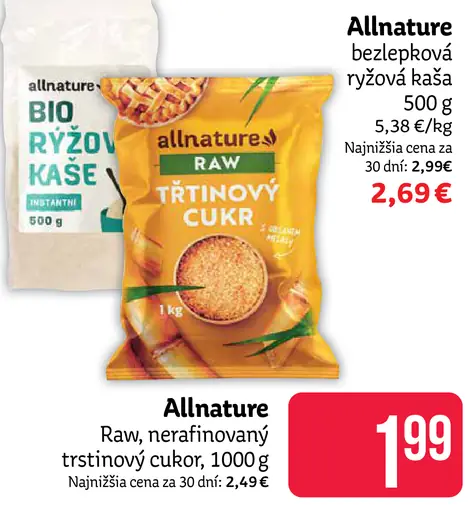 Allnature Raw trstinový cukor