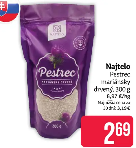 Najtelo Pestrec mariánsky drvený