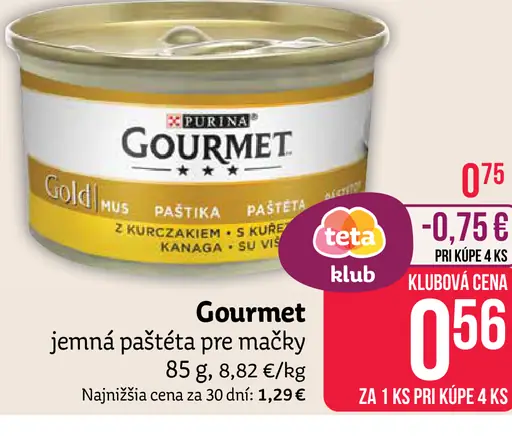 Gourmet Gold paštéta pre mačky rôzne druhy
