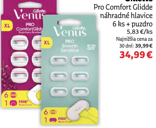 Gillette Venus Pro Comfort Glide náhradné hlavice + puzdro
