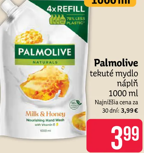 Palmolive Naturals Honey& Milk tekuté mydlo náhradná náplň
