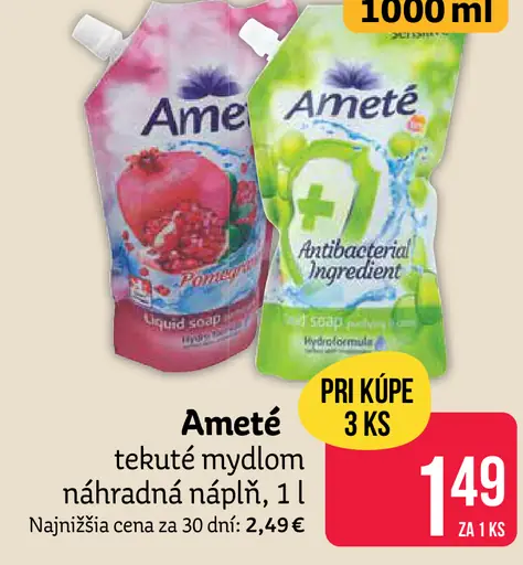 Ameté tekuté mydlo náhradná náplň