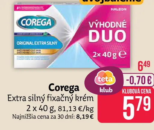 Corega fixačný krém extra silný