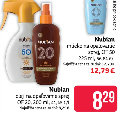 Nubian mlieko na opaľovanie sprej OF 50