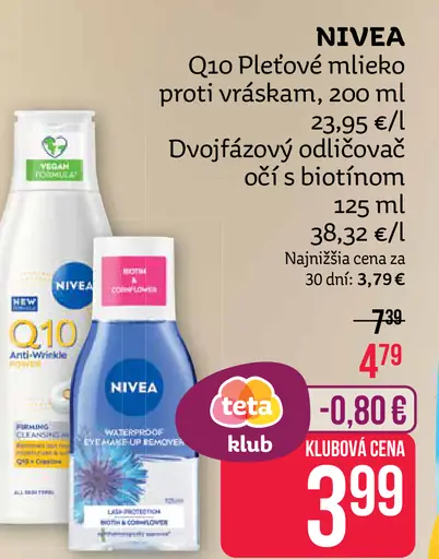 Nivea Q10 Pleťové mlieko proti vráskam
