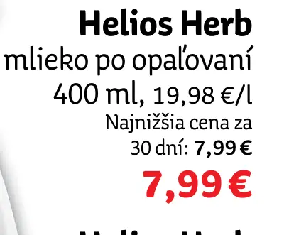 Helios Herb mlieko na opaľovanie OF 30