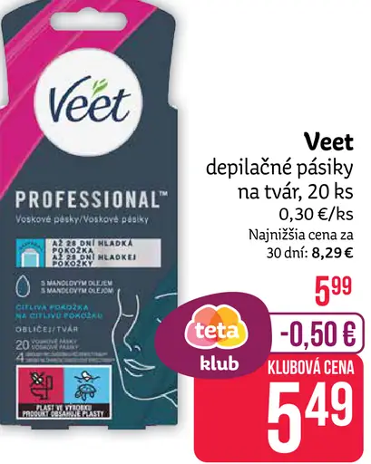 Veet depilačné pásiky na tvár