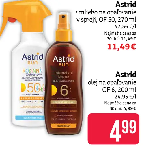 Astrid olej na opaľovanie OF 6