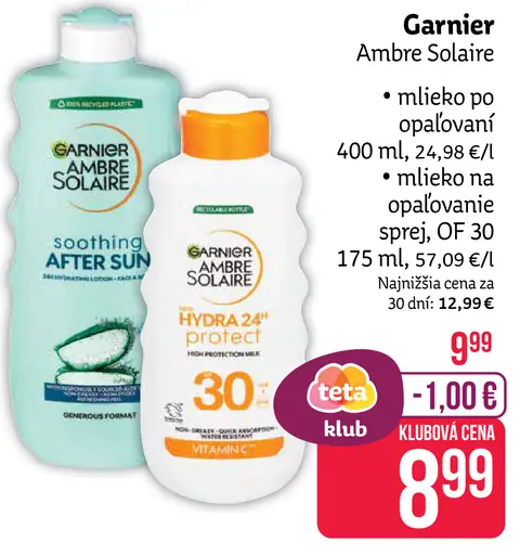 Garnier Ambre Solaire mlieko na opaľovanie sprej OF 30