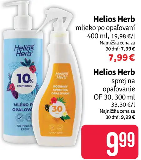 Helios Herb mlieko po opaľovaní