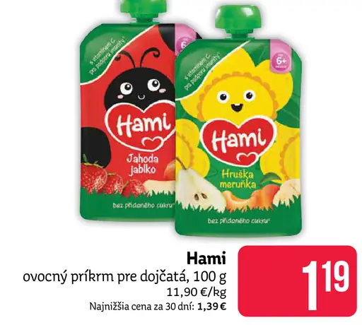 Hami ovocný príkrm pre dojčatá