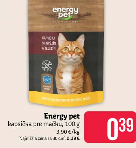 Energy pet kapsička pre mačku s kúskami v želé