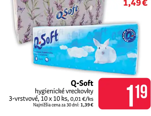 Q-Soft hygienické vreckovky 3-vrstvové box