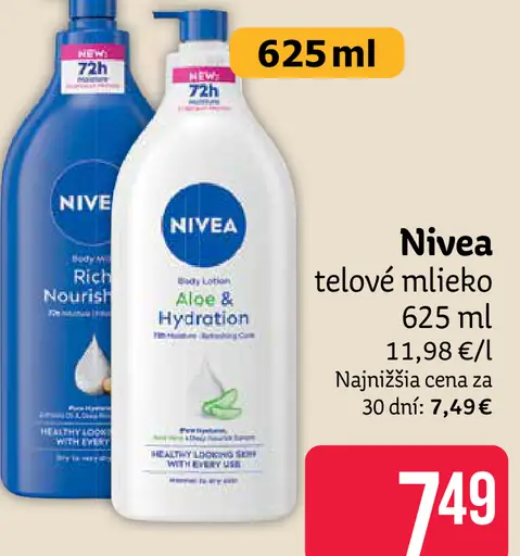 Nivea telové mlieko