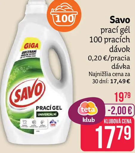 Savo prací gél, 100 pracích dávok