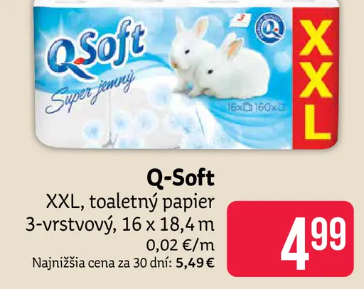 Q-Soft toaletný papier 3-vrstvový