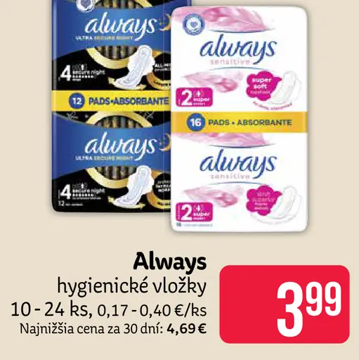 Always hygienické vložky