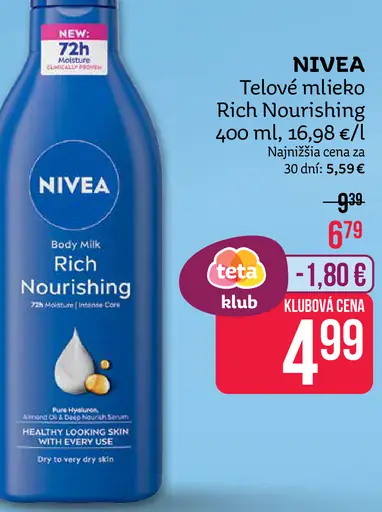 Nivea telové mlieko Rich Nourishing