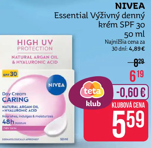 Nivea Essential výživný denný krém SPF 30