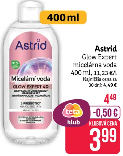 Astrid Glow Expert micelárna voda