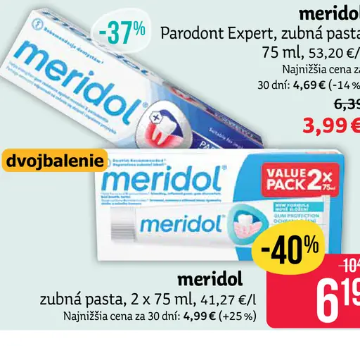 Meridol zubná pasta duo balenie