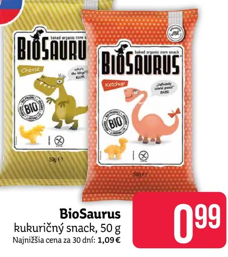 BioSaurus kukuričný snack