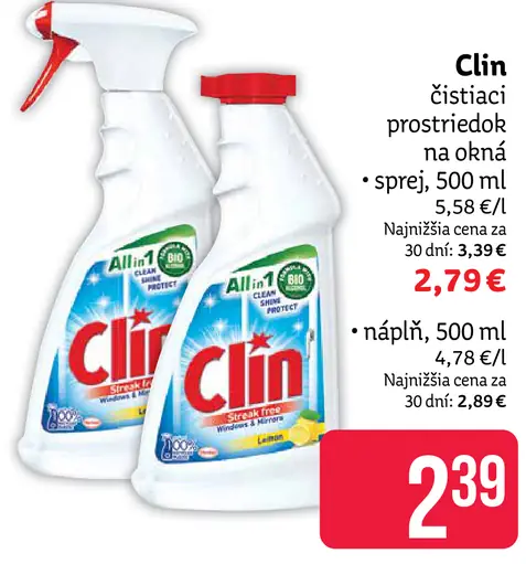 Clin čistiaci prostriedok na okná
