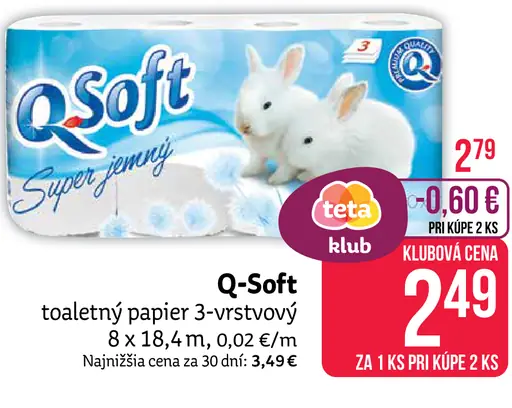 Q-Soft toaletný papier 3-vrstvový