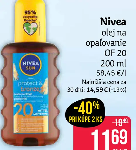 Nivea olej na opaľovanie OF 20