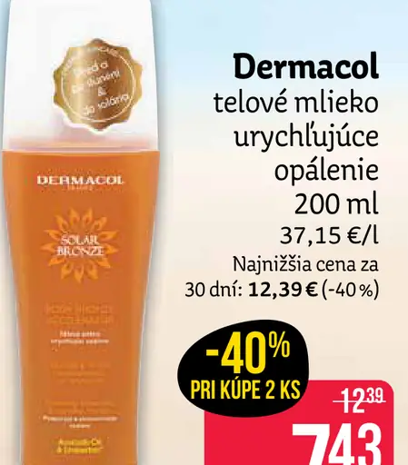 Dermacol telové mlieko urýchľujúce opaľenie