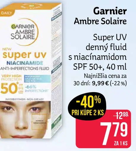 Garnier Ambre Solaire Super UV denný fluid s niacinamidom SPF 50+