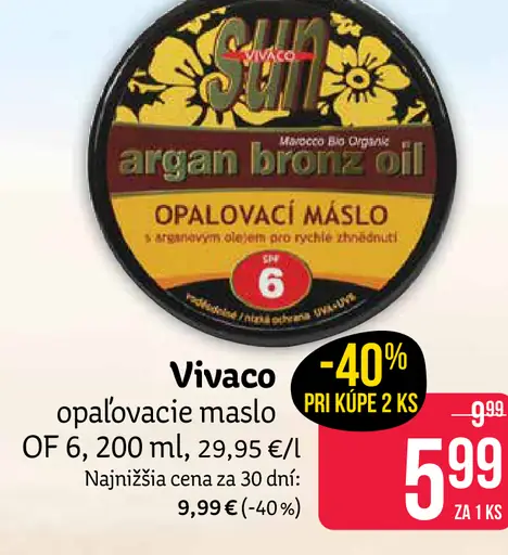 Vivaco argan bronz oil opaľovacie maslo OF 6