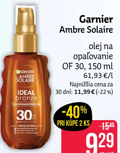 Garnier Ambre Solaire olej na opaľovanie OF 30