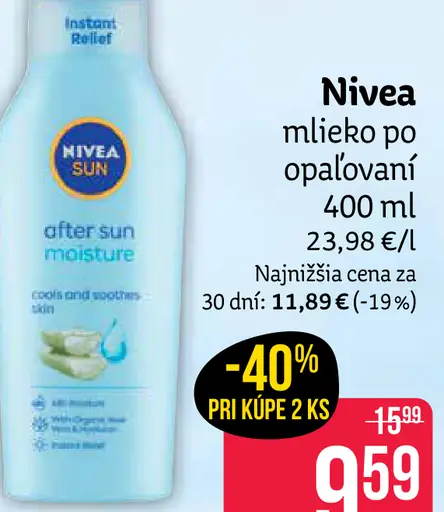 Nivea mlieko po opaľovaní