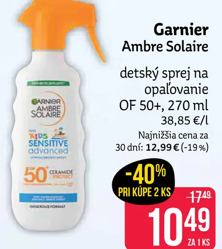 Garnier Ambre Solaire detský sprej na opaľovanie OF 50+