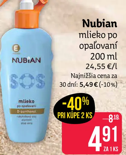 Nubian Mlieko po opaľovaní