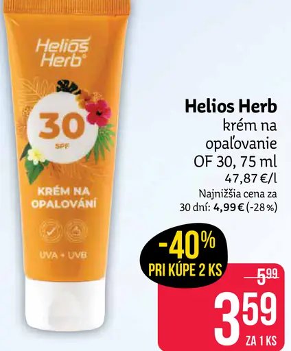 Helios Herb krém na opaľovanie OF 30