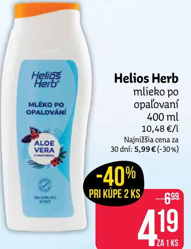 Helios Herb mlieko po opaľovaní Aloe Vera