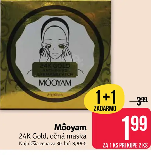 Môoyam 24k Gold, očná maska