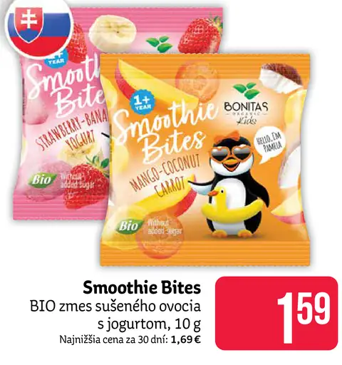 Bonitas Smoothie Bites BIO zmes sušeného ovocia s jogurtom