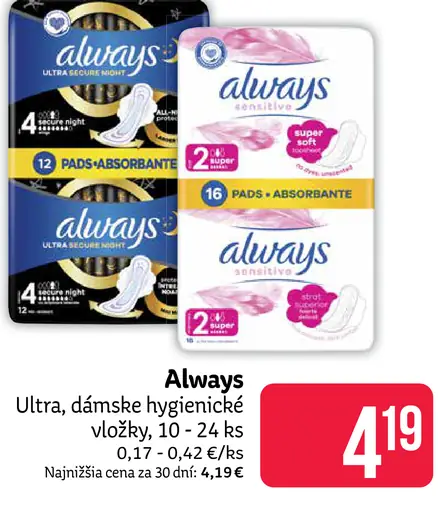 Always Ultra dámske hygienické vložky