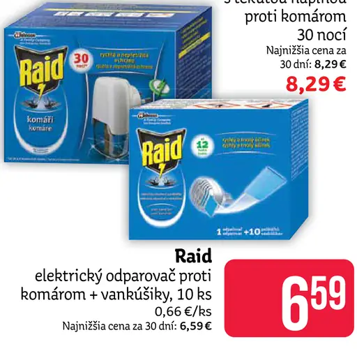 Raid elektrický odparovač proti komárom 30 nocí