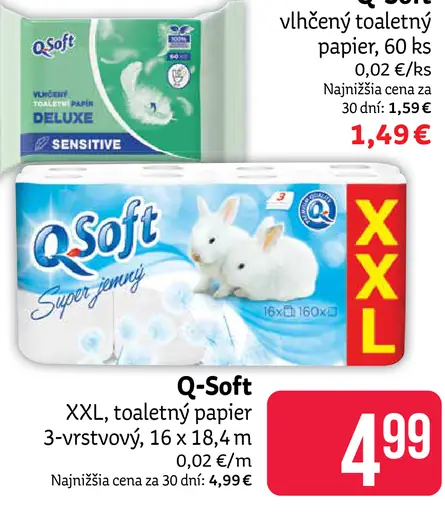 Q-Soft toaletný papier 3-vrstvový
