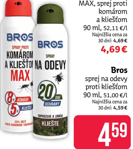 Bros MAX sprej proti komárom a kliešťom