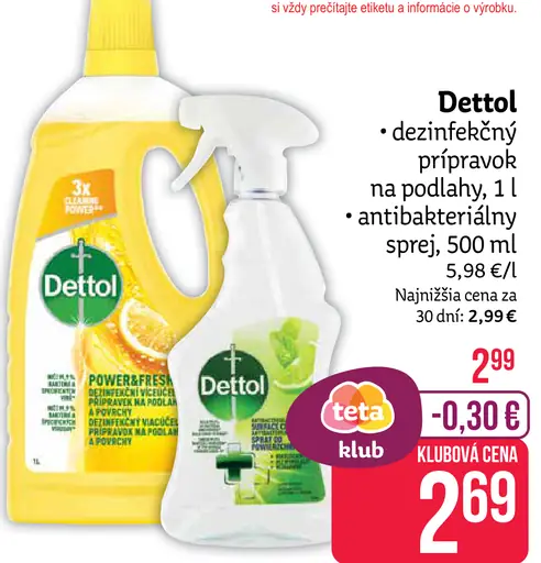 Dettol dezinfekčný prípravok na podlahy antibakteriálny sprej