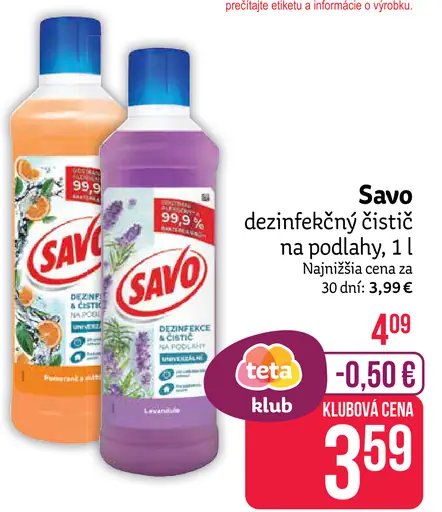 Savo dezinfekčný čistiaci na podlahy